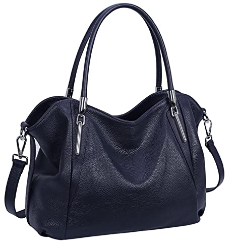 Image of HESHE Leather Shoulder Purses for Women Tote Handbags Satchel Hobo Handbag | Designer Genuine Leather Travel Top Handle Work Bag Ladies Crossbody Purses Adjustable Straps Large Capacity Zippered Closure