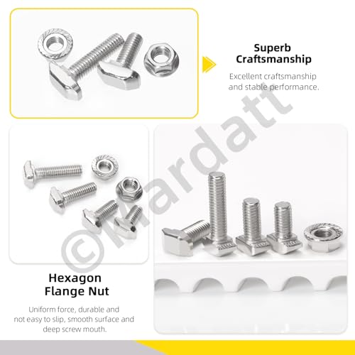 Image of 40 Sets European Standard 30 Series M6 T Slot Drop-in Bolt, M6 x 12 /16 /20 /25mm Hammer Head T-Slot Drop-in Stud Sliding Bolt Screw with Flange Nut for European 30 Series Aluminum Profile