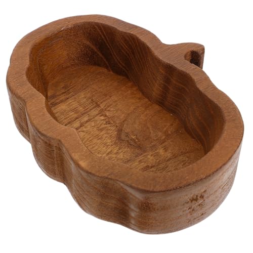 POPETPOP Pumpkin Shaped Wooden Bowl for Serving Fruits and Snacks