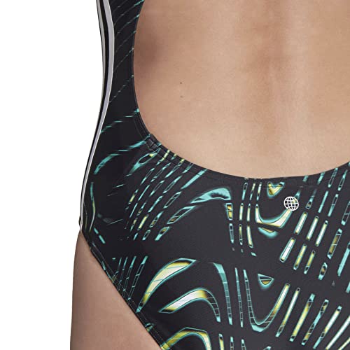 Adidas Women's Souleaf Graphic 3 Stripes Swimsuit, Black, 2X #TOP5