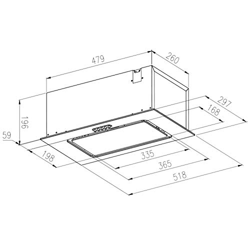 SIA UCG52BL 52cm Black Glass Built-In Cupboard Cooker Hood Fan Extractor with Filter - Image 3