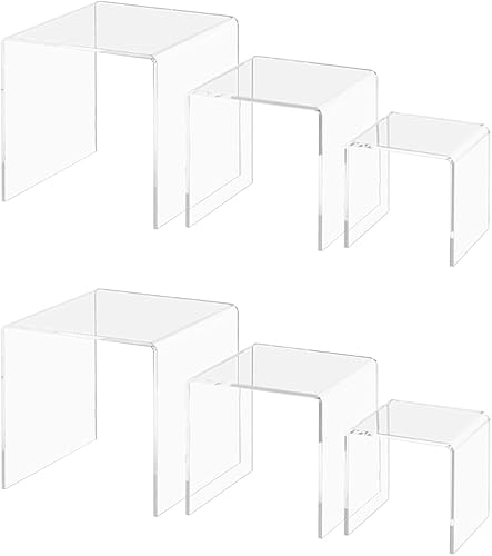 Vista 23 de Marketing Holders Soporte de exhibición elevador acrílico, 7 piezas, 2 pulgadas a 8 pulgadas, plataforma de encimera de plástico transparente