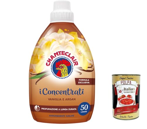 6x CHANTECLAIR i Concentrati Ammorbidente Vaniglia E Argan, Weichspüler mit Vanille und Argan 1000ml lang anhaltender Duft 50 Wäschen Waschmittel + Itlaian Gourmet polpa 400g