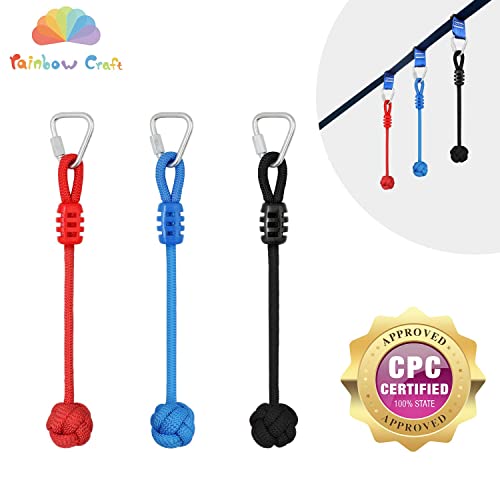 Rainbow Craft 3-Pack Ninja Fist Holds for Warrior Obstacle Course - Slackline & Monkey Bar Accessories, Kids Backyard Ninja Training Equipment