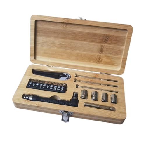 Kit de herramientas Maizoon 20 piezas en caja de bambú miniatura 4