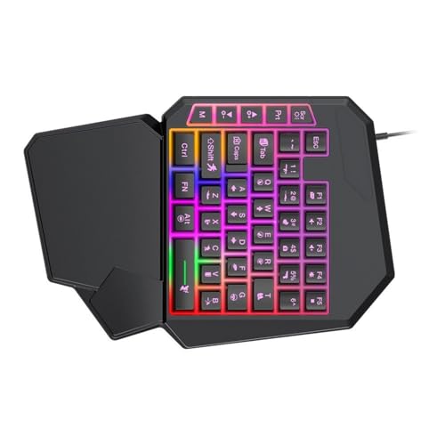 Clavier de jeu à une main RVB avec repose-poignet ergonomique et bouton programmable USB