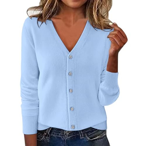 Cárdigan de Punto Mujer Chaqueta para Mujer Elegante Otoño con Cuello Escote en V Suave Cardigan Elegante Chaqueta Punto Manga Larga Cuello en V con Botones
