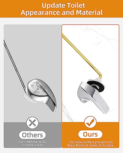 Hibbent Upgraded 2 Pack Universal Toilet Tank Flush Lever Replacement, Front Mount Tank Flush Lever Handle Compatible With Kohler Toilet Tank, Toilet Trip Lever, Stainless Steel Flapper Chains, Chrome #TOP2