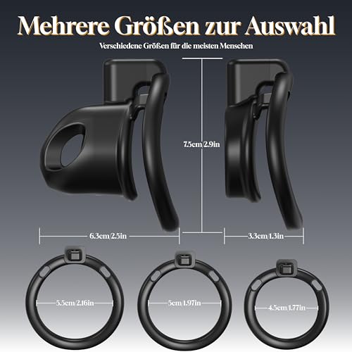 Himitsuna Peniskäfig 2 Set Keuschheitskäfig Herren mit 3 Penisring, SM Sexspielzeug Chastity Cage Männer mit Harnröhrenkatheter Extrem Erotik Sex