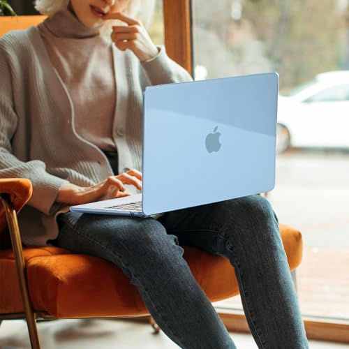 EooCoo Case Compatible with MacBook Air 13 inch M5 M4 M3 M2 2026-2022 A3449 A3240 A3113 A2681, 13.6" Hard Case Cover & Keyboard Skin & Screen Protector for Laptop Air 13.6 inch - Crystal Sky Blue by EooCoo - Image 8