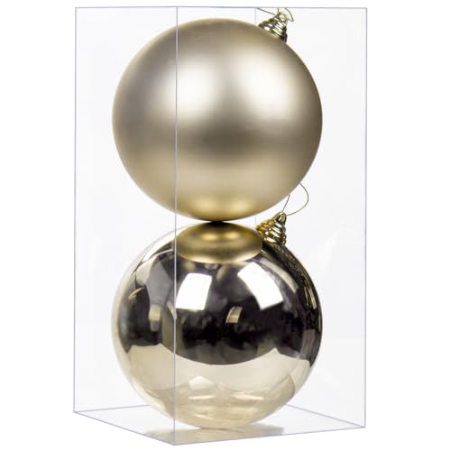 Christmas Ornaments Balls 5.9" Large Christmas Decorations Xmas Tree Shatterproof Big Champagne Christmas Ball Ornaments with Hanging Loop for Wedding Holiday Halloween Party Indoor Outdoor Decor
