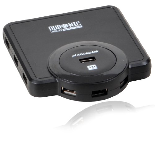 Image of USB Hub 10 Port by Duronic USB10BH BLACK AQUADAM High Speed 480Mbps