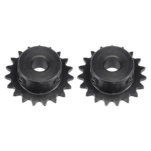 sourcing map #25 Kette Rolle Zahnrad 10mm Bohrung 1/4 Abstand 19 Zahn Einzeln Strand Kette Ritzel C45 Karbonstahl 25 Rolle Kette Ritzel mit Set Schrauben für ISO 04C Kette 2Stk