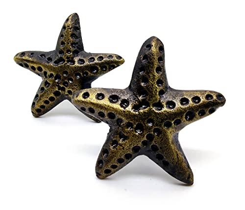 5Moonsun5'S Star Fish Cast Iron Door Knobs/Drawer Pulls Dresser Door Knobs For Cabinets, Wardrobes & Kitchen Cupboards/Pull And Push Handle Knobs Handmade Classic Hardware Decor, Set Of 2 #TOP4