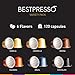 Bestpresso Coffee for Nespresso Original Machine 120 Aluminum pods Certified Genuine Espresso Variety Pack mix Flavored and Dark roast, Pods Compatible with Nespresso Original