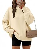 EFAN Women's Oversized Sweaters 2026 Fall Trendy Crewneck Batwing Sleeve Chunky Knit Long Pullover Cute Tunic Tops Dress Winter Clothes Cashmere Fashion Outfits Ladies Clothing Cream Apricot M