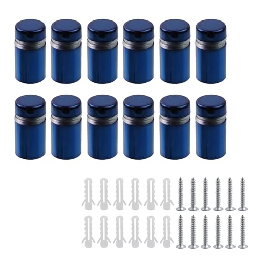 Image of Antrader Stainless Steel Standoff Screws,Wall Sign Standoff,1 /4 inch x 0.59 inch | Sign Mounting Hardware for Acrylic Picture Frame Glass Signs Hanging,Navy Blue,12Pcs