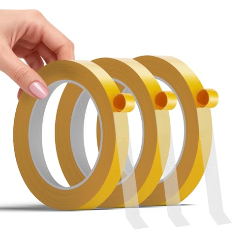 Double Sided Fabric Tape - Hem Tape No Sew No Iron for Clothes - Heavy Duty Hemming Tape for Curtains, Carpets, Pants, Crafts & DIY - Strong Hold Removable & Residue Free 1/2 inch x 33 ft x 3 ROLLS