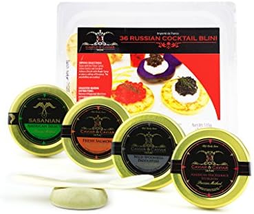 GUARANTEED OVERNIGHT! American Caviar SAMPLER Bowfin, Salmon, Paddlefish, Premium Sturgeon 1oz ea + FREE SPOON & BLINI