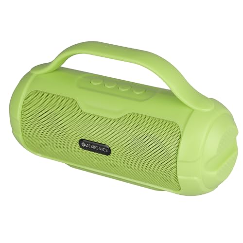 Image of ZEBRONICS Sound Feast 40 Portable Bluetooth Speaker, 8 Watts, Dual 5.2cm Drivers, Passive Radiator, Upto 10 Hours Playback, BTv5.3 | USB | mSD | TWS, Call Function, Deep Bass (Green)