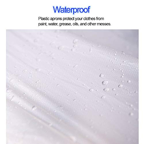 Hapray 100 Pieces Disposable White Plastic Aprons, 46 Inches X 28 Inches Waterproof Polyethylene Perfect For Cooking Painting Arts N' Crafts And More #TOP4
