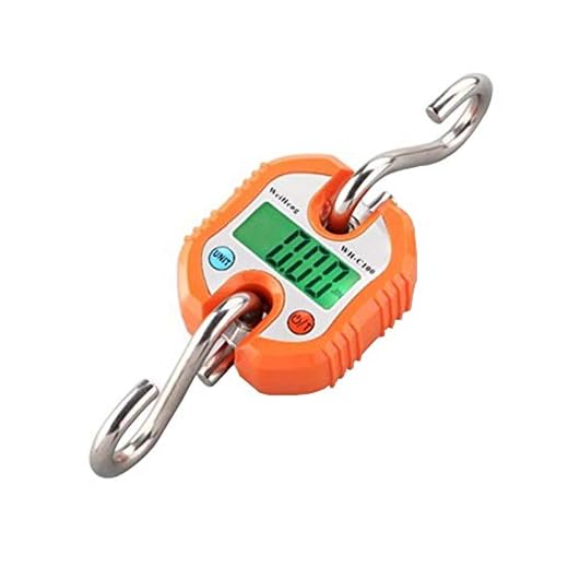 LJP Digital bärbar kranskala Professionell 150 kg Elektronisk krokskala med LCD-skärm Display Vågbalans Hängande vågar för hushållsjakt (Color : Orange)