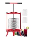VEVOR 3.69 Gal/14L Fruit Wine Press, Stainless Steel Basket with Cross-Beam and Triangular Structure, Manual Juice Maker, Cider Apple Grape Tincture Making Press with T-Handle for Kitchen Home