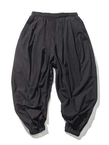 OYOANGLE Men's Baggy Jogger Pants Drawstring Waist Loose Fit Tapered Hippie Trousers3
