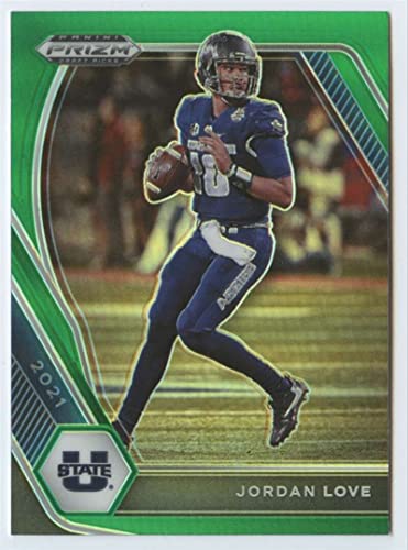 2021 Panini Prizm Draft Picks Prizms Green #33 Jordan Love Utah State Aggies Football Trading Card