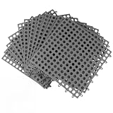 12 azulejos entrelazados de plástico, azulejos de drenaje de plástico antideslizantes, azulejos de drenaje de plástico entrelazados para baño, cocina, piscina, gris