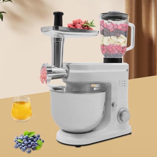 3 in 1 Küchenmaschine Universal mit Fleischwolf Knetmaschine, 1500W Multifuntionale Rührmaschine 6-stufige Gescheindigkeit Mixer, inkl. 1.5L Saftpresse und 6L Edelstahlschüssel