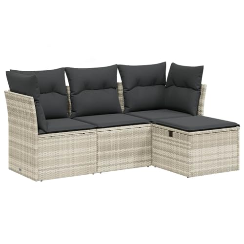 Canapé de jardin en polyrotin haut de gamme gris clair pour extérieur