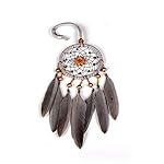 Feather Dream Catcher Car Interior Rearview Pendant, Feather Dream Catchers Wall Hanging Decorations(Style 1 - Grey) - Image 2
