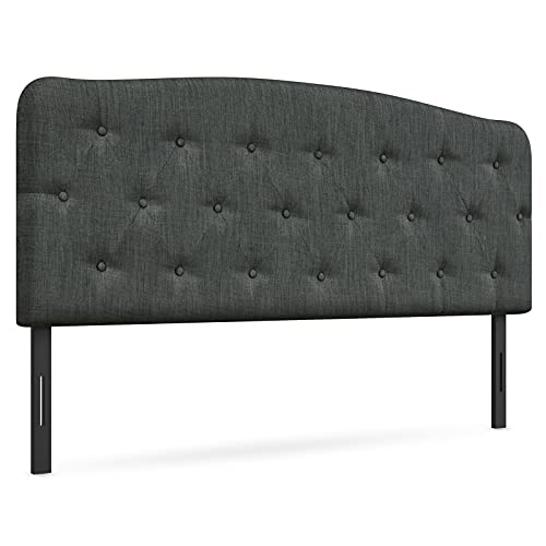 Giantex Upholstered Headboard, Button Tufted Headboard, Adjustable Height From 38’’ To 53’’ Platform, Full Size, Easy Assembly, Modern Fabric Furniture For Bedroom, Dark Grey #TOP7