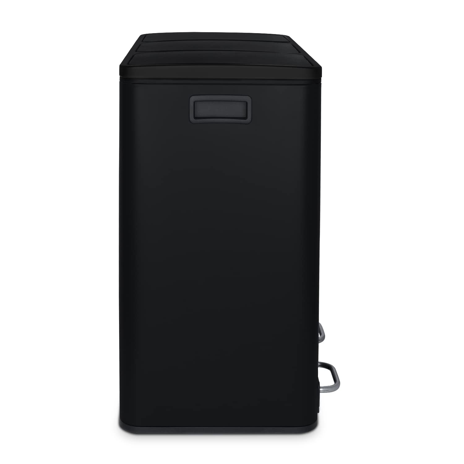 Les Collectors Mülleimer N°988, 54 L, passend für 30–60-Liter-Säcke, 3 Fächer 18L, Küchen-Tretabfalleimer Edelstahl, Fassungsvermögen, herausnehmbarer Inneneimer, elegantes Design, Schwarz