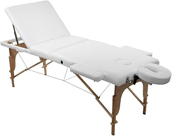 SKINACT Portable Massage Table with Reclineable Back White