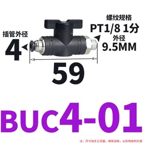 Joint rapide pneumatique quart de tour pour tube d'air comprimé BUC - 3