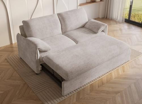 DecoInParis Canapé Droit Convertible 3 Places en Velours chiné Beige Lamar – vue 3