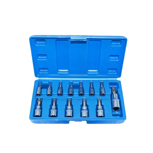 Image of Tsophreniq 13-Piece Multi-Size Socket Driver Set T8 to T60, Ergonomic Grip & Compact Case for Machinery Repair and Travel Use High Strength Steel Socket Wrench