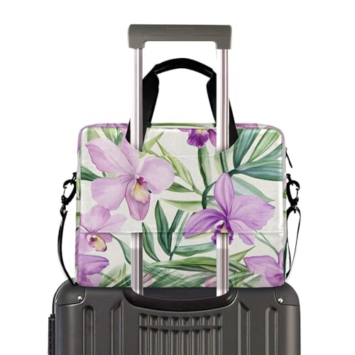 Maletín para portátil con patrón de orquídea Color Púrpura 13-15.6 pulg miniatura 4