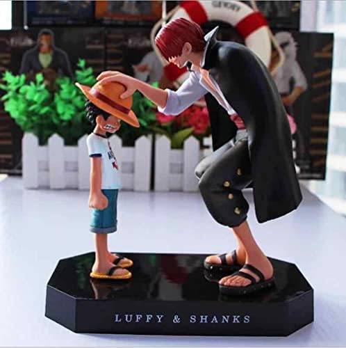 Anime One Piece Shanks Touching Luffy Figures Anime Action Straw Hat Luffy Figures Model , Theme Party Supplies,Dessert Decorations for Kids Gift Anime Theme Doll Figure