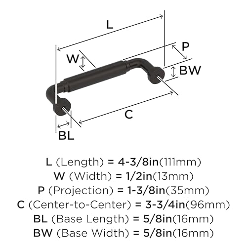 Amerock Coble 3-3/4 inch (96mm) Center-to-Center Oil-Rubbed Bronze Cabinet Pull, BP37662ORB by Amerock - Image 5
