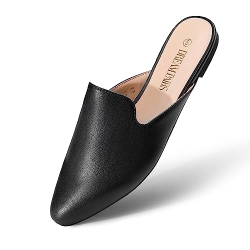Dream Pairs Womens Flat Mules Pointed Toe Backless Loafer Shoes, Black/Pu - 7.5 (Dml211) #TOP3