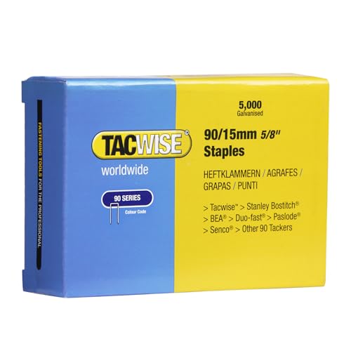 Tacwise 0306 Grapas Galvanizadas De Corona Estrecha Tipo 90 15 Mm, Paquete De 5000