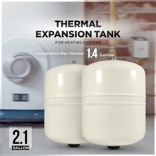 HIGHCRAFT GUU7 Thermal Expansion Tank for Hot Water Heater Carbon Steel Almond Color Holds 2.1 Gal, 2.1 Gallons