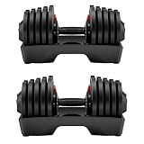 GOVITA NEW Set di Manubri Regolabili A Carico Variabile Pesi bilanciere Allenamento Corpo Home Palestra Casa Manubri Pesanti regolazione rotatoria (Coppia da 32Kg)