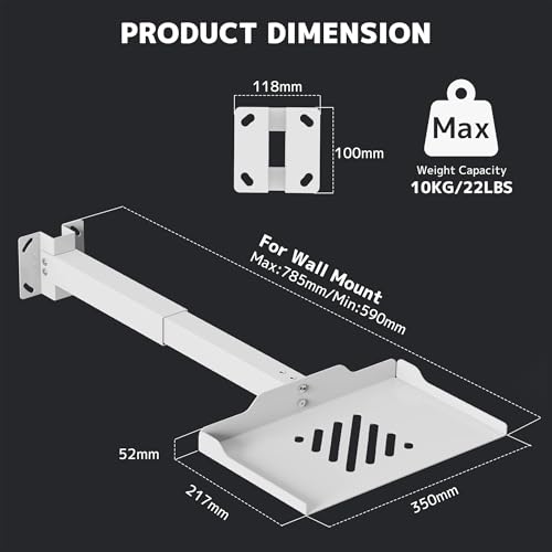 PUTORSEN Beamer Projektor Halterung - Höhenverstellbar Beamer Deckenhalterung oder Wandhalterung Installation ohne Bohrung,Verdeckte Kabelführung,Hält bis zu 10 kg,Weiß