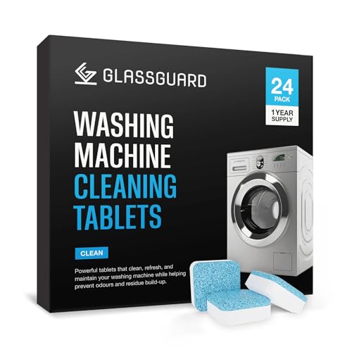 GLASSGUARD Washing Machine Cleaning Tablets – Deep-Clean Drum & Seal Cleaner, Removes Odour, Limescale & Detergent Residue — Safe for HE & Standard Washers, Fresh Laundry Every Time
