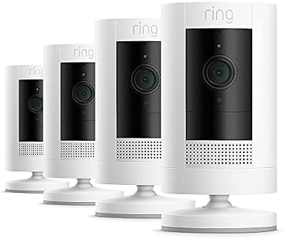 Ring Cámara exterior con batería (Stick Up Cam) | Cámara de vigilancia wifi HD para tu domicilio con comunicación bidireccional, instalación fácil | 30 días gratis de Ring Home | 4 Cámaras