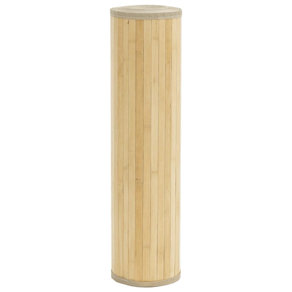 Bambusteppich 80x200 cm Teppich Rechteckig aus Bambus Naturfarben Rutschfester Läufer für Wohnzimmer Küche Flur und Esszimmer Natürlicher Holzteppich Helles Naturholz